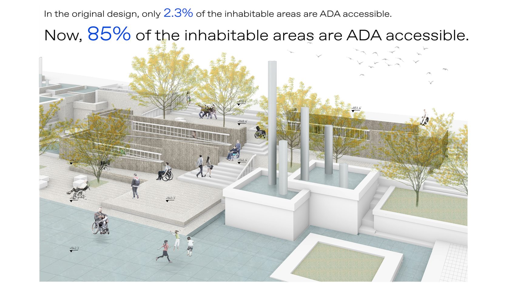 renderings of peavey plaza fountain and plaza