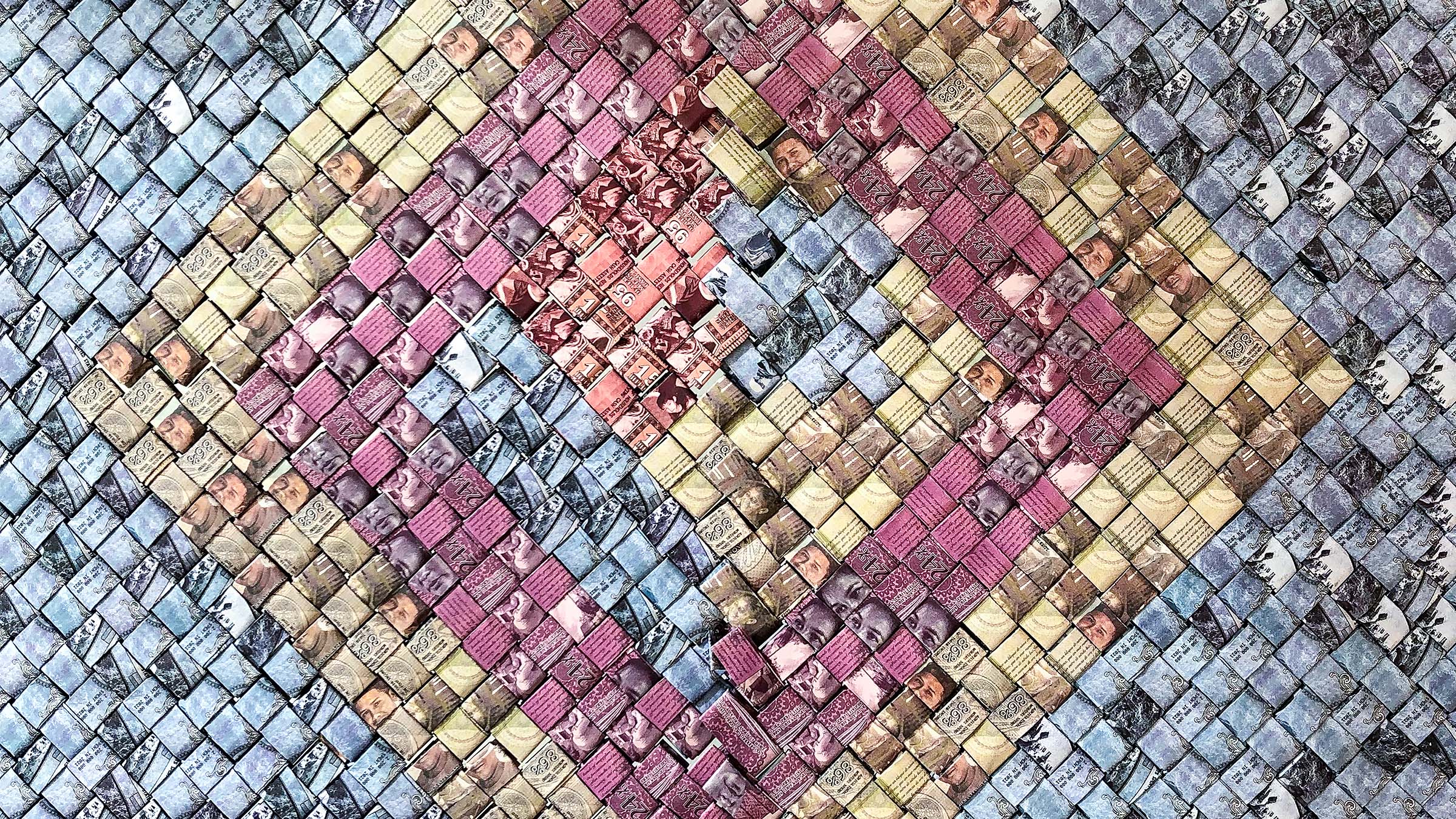 a tapestry made from currency by MIT's Civic Data Design Lab, a Metropolis Responsible Disruptors winners